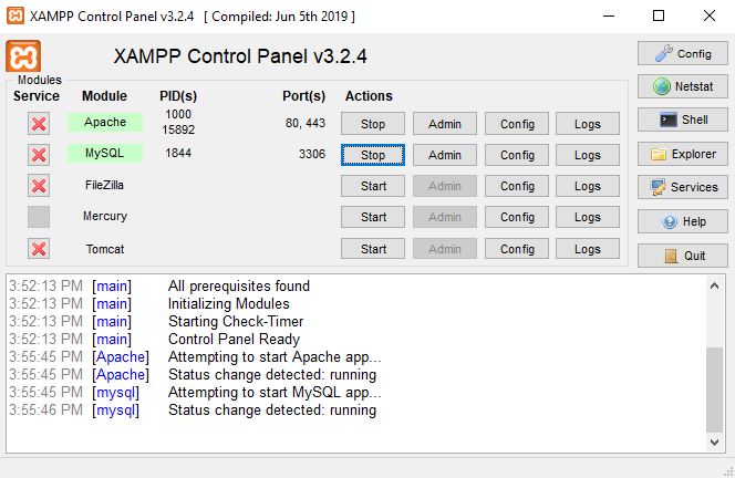 XAMPP Control Panel